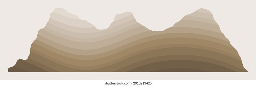 Brown layered mountain. Syncline and anticline. Geological structure.