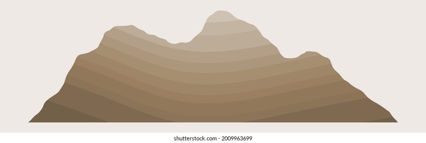 Brown layered mountain. Syncline. Geological structure.