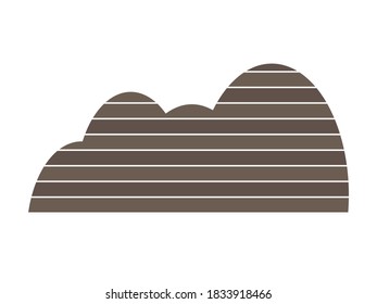 Brown layered rock mountain illustration