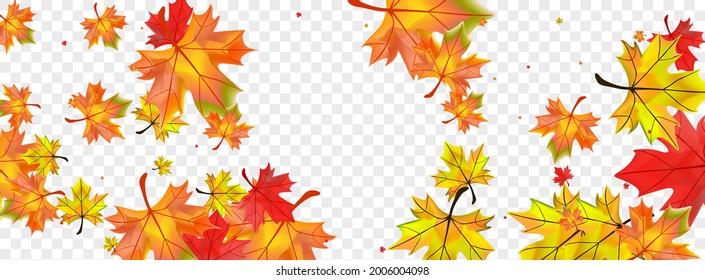 Brown Leaf Background Transparent Vector. Floral Pattern Texture. Ocher Tree Foliage. November Leaves Illustration.
