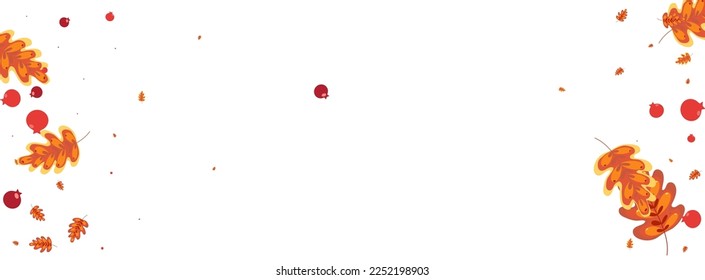 Brown Leaf Background White Vector. Oak Modern Design. Yellow Leaves. Vibrant Illustration. Red Plant Label.
