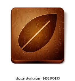 Brown Leaf icon isolated on white background. Fresh natural product symbol. Wooden square button. Vector Illustration
