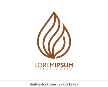 Brown leaf logo design with loremipsum text on white background vector graphic illustration