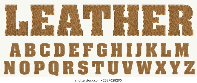 brown leather alphabet, vector illustration