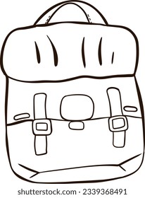 a brown leather backpack camping 

