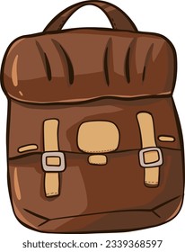 una mochila de cuero marrón acampando 

