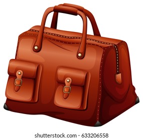 Brown leather bag on white background illustration
