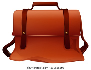Brown leather bag with two straps illustration