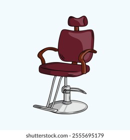 Brown leather barber chair in classic style