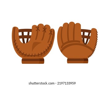 Brown leather baseball glove vector illustration isolated on white background