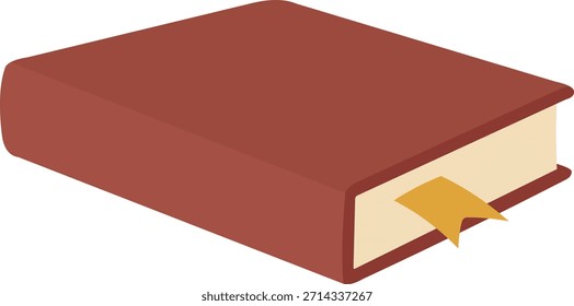 Brown Leder gebunden Buch mit gelbem Lesezeichen kommt heraus
