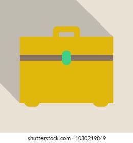 Brown leather briefcase with handle and stitching vector