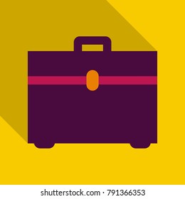Brown leather briefcase with handle and stitching vector