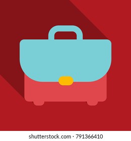Brown leather briefcase with handle and stitching vector