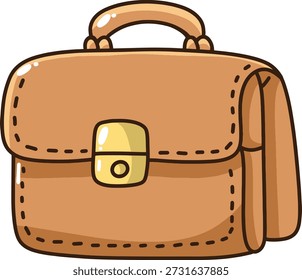 Estilo Plano de Ilustração de Maleta de Couro Marrom