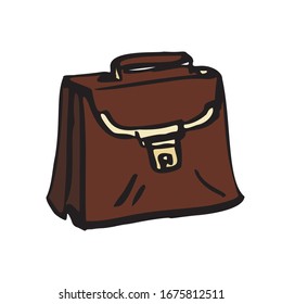 Brown leather briefcase .Vector illustration in cartoon style. Isolated on a white background.