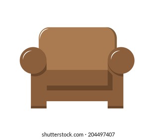 brown leather chair vector illustration in flat design