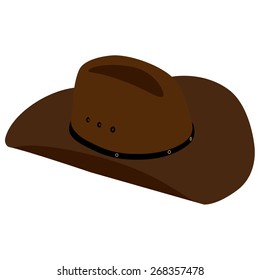 Brown, leather cowboy hat vector isolated,  sheriff hat