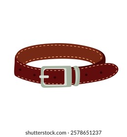 Brown leather dog collar. Vector illustration on a white background.