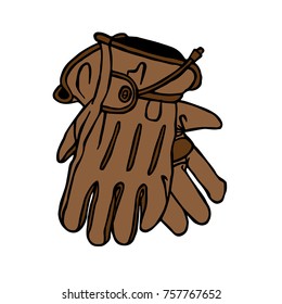 Brown leather glove for motorcycle rider vector.