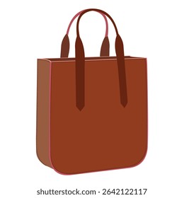 Brown leather handbag with pink trim and dark handles