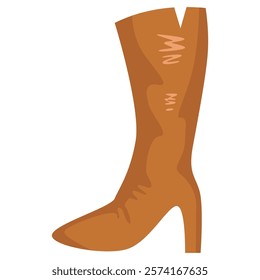 Brown Leather High Heel Boot