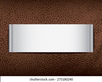 Brown leather with label, vector part of clothes