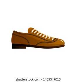 Brown Leather Man Shoes. Raster illustration in the flat cartoon style.