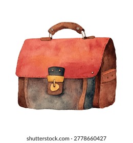 Brown leather messenger bag with orange flap