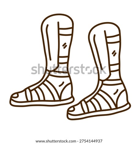 brown leather sandals worn by roman soldiers or travelers in biblical times