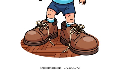 Brown leather shoes for a child