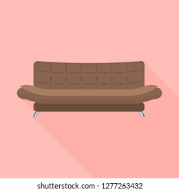 Brown leather sofa icon. Flat illustration of brown leather sofa vector icon for web design
