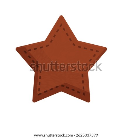 Brown leather star with stitches, bringing a touch of rustic charm