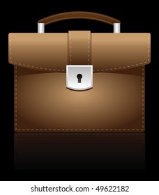 Brown leather suitcase on a black background.