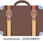 brown leather suitcase with straps