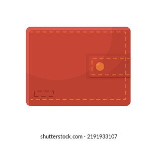 Brown leather wallet for money vector illustration. Cartoon isolated closed mens personal pocket purse with stitch decoration, male classic billfold with cardholder for banknotes, bills, currency