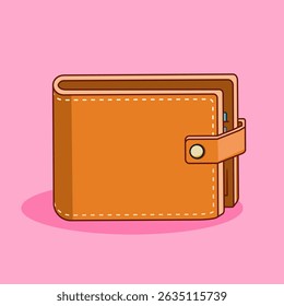 Brown Leather Wallet Vector Illustration Flat Design