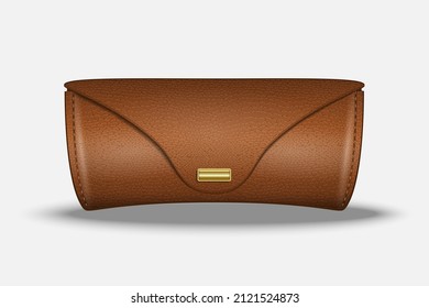 Brown leather wallet women's bag. Vector illustration.