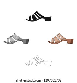 Brown leather women summer heels. Shoes for walking in the Park .Different shoes single icon in cartoon style vector symbol stock illustration.