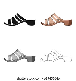 Brown leather women summer heels. Shoes for walking in the Park .Different shoes single icon in cartoon style vector symbol stock illustration.