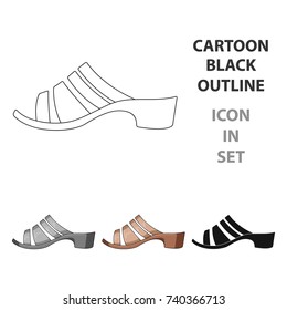 Brown leather women summer heels. Shoes for walking in the Park .Different shoes single icon in cartoon style vector symbol stock illustration.