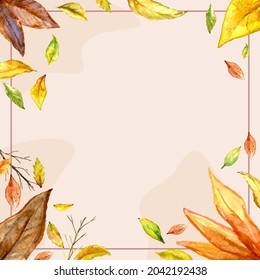 Brown leaves autumn background template