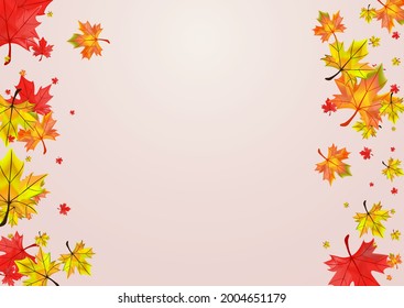 Brown Leaves Background Beige Vector. Floral Collection Illustration. Orange Pattern Leaf. Wallpaper Foliage Design.