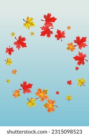 Brown Leaves Background Blue Vector. Leaf Decor Design. Ocher Abstract Plant. Celebrate Floral Frame.