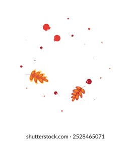Brown Leaves Background White Vector. Plant School Texture. Green Acorn. Isolated Illustration. Gold Oak Image.