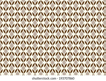 Brown Leaves and blossom pattern on light yellow background. Abstract or modern bloom pattern style for classic or modern design