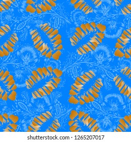 An brown leaves distressed decorative surface pattern. Grunge background. Seamless tile pattern.