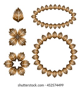 brown leaves frame metallic style