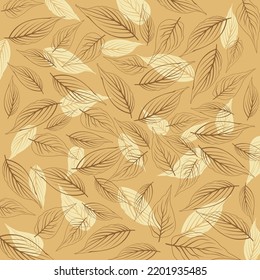 brown leaves pattern background vector design