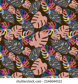 Brown leaves seamless repeated pattern surface fabric textile designs